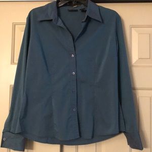 New York & Company Blue Iridescent Blouse Sz L